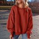 thumbnail image 4 of Suéter de Cuello Redondo para Mujer, Holgado, de Lana de Cordero, Informal, Versátil, de Larga, para Otoño e Invierno. Rojo M, 4 of 8
