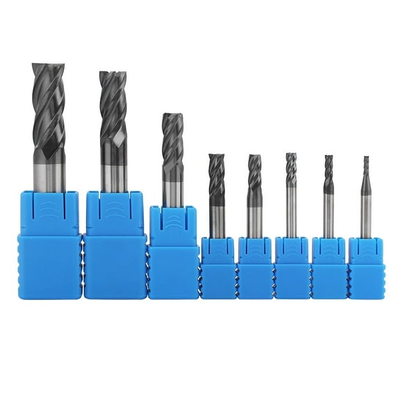 8pcs Carbide End Mill Set,4 Flutes Tungsten Steel Milling Cutter Tool Kit for Wood Aluminum Steel Milling Straight Shank Drill Bits Cutter Tool Set F2-12mm