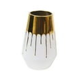 thumbnail image 2 of Jarrón de cerámica blanca para arreglos florales, jarrón de mesa, jarrones de modernos, jarrones decorativos para jardín, repisa de cocina, Dorado mayimx Jarrón de ceramica, 2 of 9
