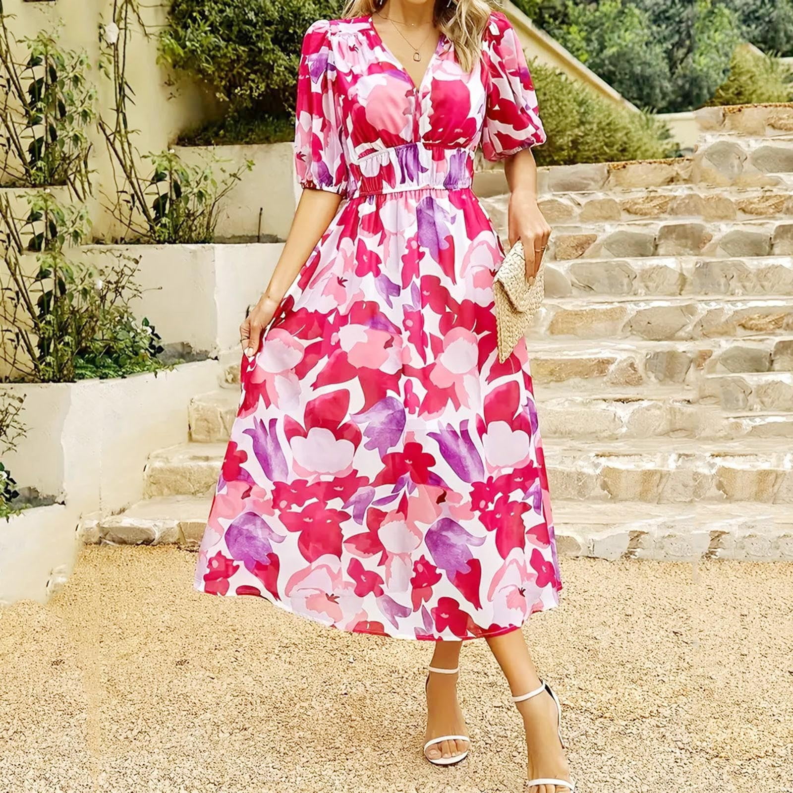 Green Dress Women's Flowy Midi Dress Wrap Dress V Neck Casual Summer Midi Dresses With Sleeves Blue Zone Luna's Printed Waist V- Green Dress Women's Flowy Midi Dress Wrap Dress V Neck Casual Summer Midi Dresses With Sleeves Blue Zone Luna's Printed Waist V-