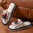 thumbnail image 6 of NexTorq Striped Dachshund Fuzzy Open Toe Slippers for Women Wide Large Size Slip On Indoor Bedroom House Slippers Soft Fluffy Comfort Womens Home Footwear, Black, 6, 6 of 9