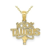 10K Yellow Gold 100% TAURUS Charm Astrology Zodiac Pendant Necklace with Chain
