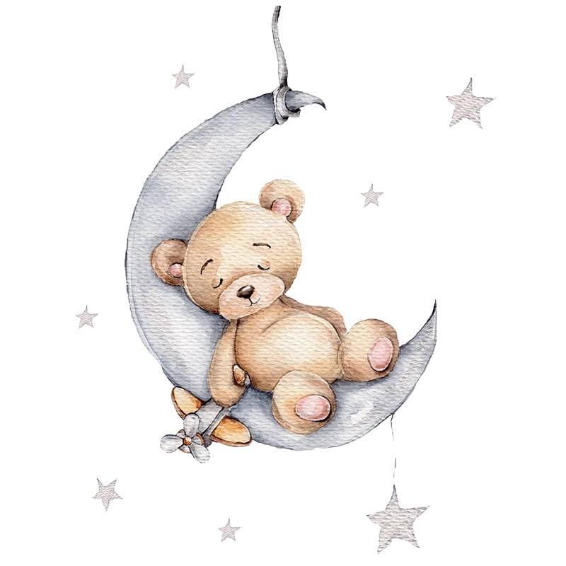 HEIBIN Cartoon Teddy Bear Sleeping on the Moon and Stars Wall Stickers for  Kids Room Baby Room Decoration Wall Decals Room Interior | Walmart Canada