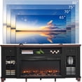 thumbnail image 4 of 70" Fireplace TV Stand for 80 Inch TV, Modern Farmhouse TV Cabinet with 36.5'' Electric Fireplace, Entertainment Center Television Console Table for Living Room, Black, 4 of 9