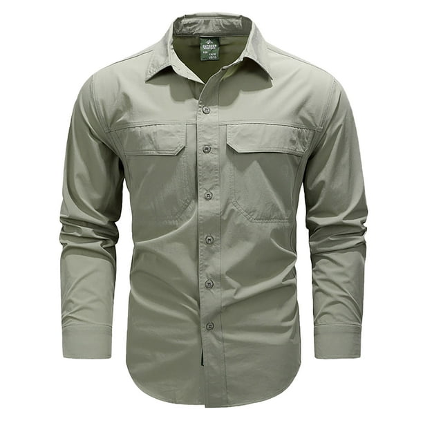 Camisa de manga larga para hombre con ventilación trasera, chaqueta para exteriores - Nailon/Spandex (M-XXXXL)