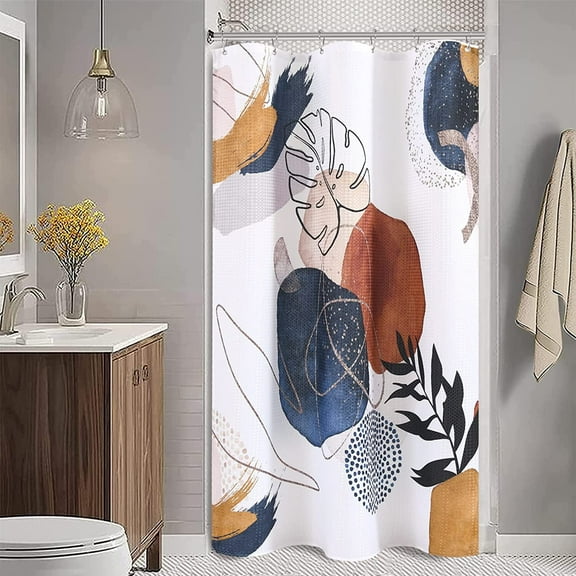 Boho Shower Curtain Mid Century Abstract Shower Curtain Modern Shower Curtain Set Retro Gold Neutral Shower Curtains Waterproof Bathroom Set Decor with 12 Shower Curtain Hooks 36x72