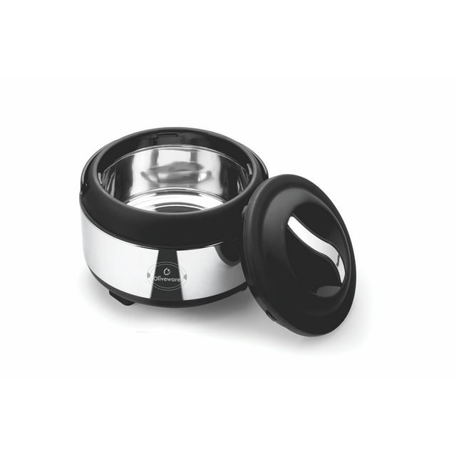 oliveware Casserole Isolée en Acier Inoxydable Haute Qualité Intérieur en Acier Couvercle Isolant en Relief Garde Chapati, Nourriture, Curry Poignée Facile à Transporter Base Robuste 2000 ml