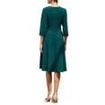 thumbnail image 3 of INSPIRE CHIC Women's Elegant A-Line Dress Crew Neck 3/4 Sleeve Wear to Work Fit and Flare Dresses 2XL Peacock Blue, 3 of 5