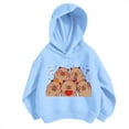 thumbnail image 4 of Tfken Toddler Teen Girls Sweatshirt Size 12-18 Months Casual Hooded Relaxed Capybara Print Hoodies Long Sleeve Trendy Tops Blue, 4 of 4