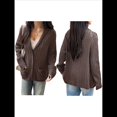 thumbnail image 3 of Cárdigan de Punto Grueso de Gran Tamaño para Mujer, Suéter de Larga con Abertura Frontal, Ropa de Abrigo para Otoño e Invierno Marrón S, 3 of 7