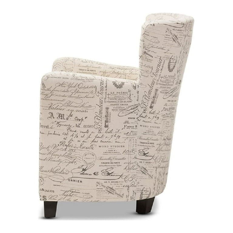 Baxton Studio Benson French Script Patterned Fabric Club Chair and Ottoman Set Baxton Studio Benson French Script Patterned Fabric Club Chair and Ottoman Set
