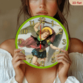 thumbnail image 2 of A 10-inch 2D flat "Angel Warrior" themed wooden silent wall clock. It is an excellent choice for Halloween/Easter/Christmas gifts and is suitable for modern home decoration art., 2 of 7