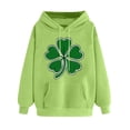 thumbnail image 3 of VBTAPA St. Patrick's Day Hoodies for Women Irish Shamrock Print Hooded Sweatshirt Lucky Clover Graphic Hoodie Loose Casual Drawstring Pullover Tops on Sale Green S, 3 of 6