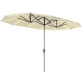 thumbnail image 2 of Outsunny 15ft Extra Large Patio Umbrella with Solar Lights, Aluminum UPF50+ Double-Sided Outdoor Table Umbrella for Backyard Deck Pool, Cream White, 2 of 8