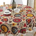 thumbnail image 3 of Nappe Bohème Ronde à Motif Floral, Nappe Lavable, Couvre-Table avec Bordure en Dentelle, 3 of 8