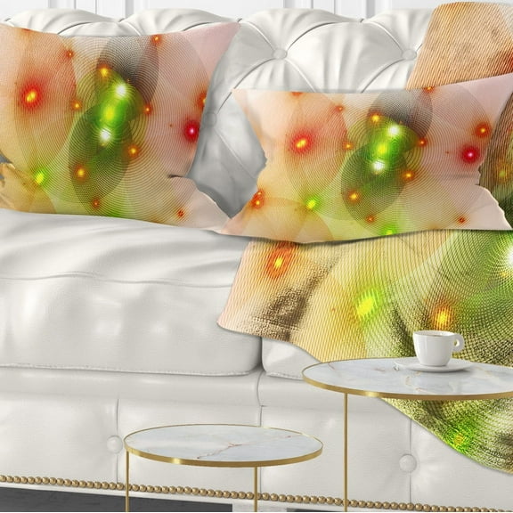 Designart Orange Fractal Lights in Fog - Abstract Throw Pillow - 12x20