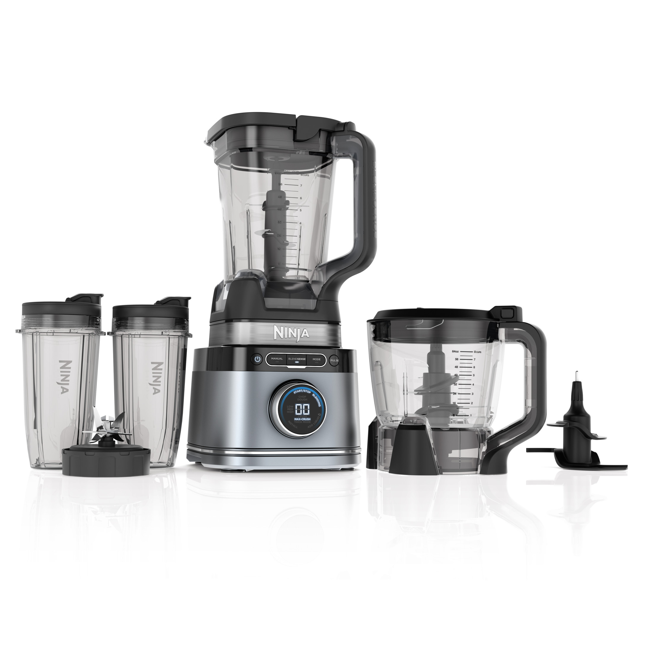 Ninja Detect Kitchen System 72-Oz Blender, 3 Speeds, Blend, Crush, Chop, Smoothies, BlendSense Technology, 1700PW, TB400 Silver