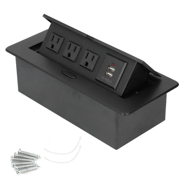 Toma De Escritorio, Tira De Alimentación Negra De Mano De Obra Fina AC125V 10A Con Puerto USB Para Oficina