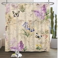 thumbnail image 5 of Lfeey Waterproof Retro Plants Shower Curtain, Purple Flowers Bathroom Decor 12 Hooks, 72Wx72H, 5 of 6