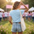 thumbnail image 7 of JULMCOMO Breast Cancer Awareness Shirts for Women I WON Pink Ribbon American Flag Gingham Cuff V Neck Graphic Tees Breast Cancer Loose Casual T Shirts Sky Blue XL, 7 of 7