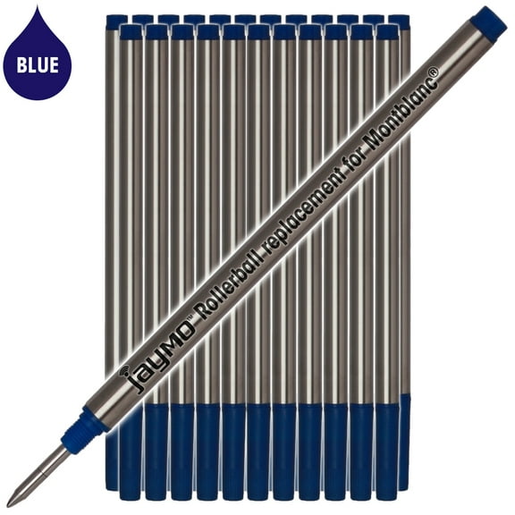 Jaymo Replacement for Montblanc 105159 - Measures 4.44 in / 113 mm Long - Rollerball Pen Refill - 24 Blue