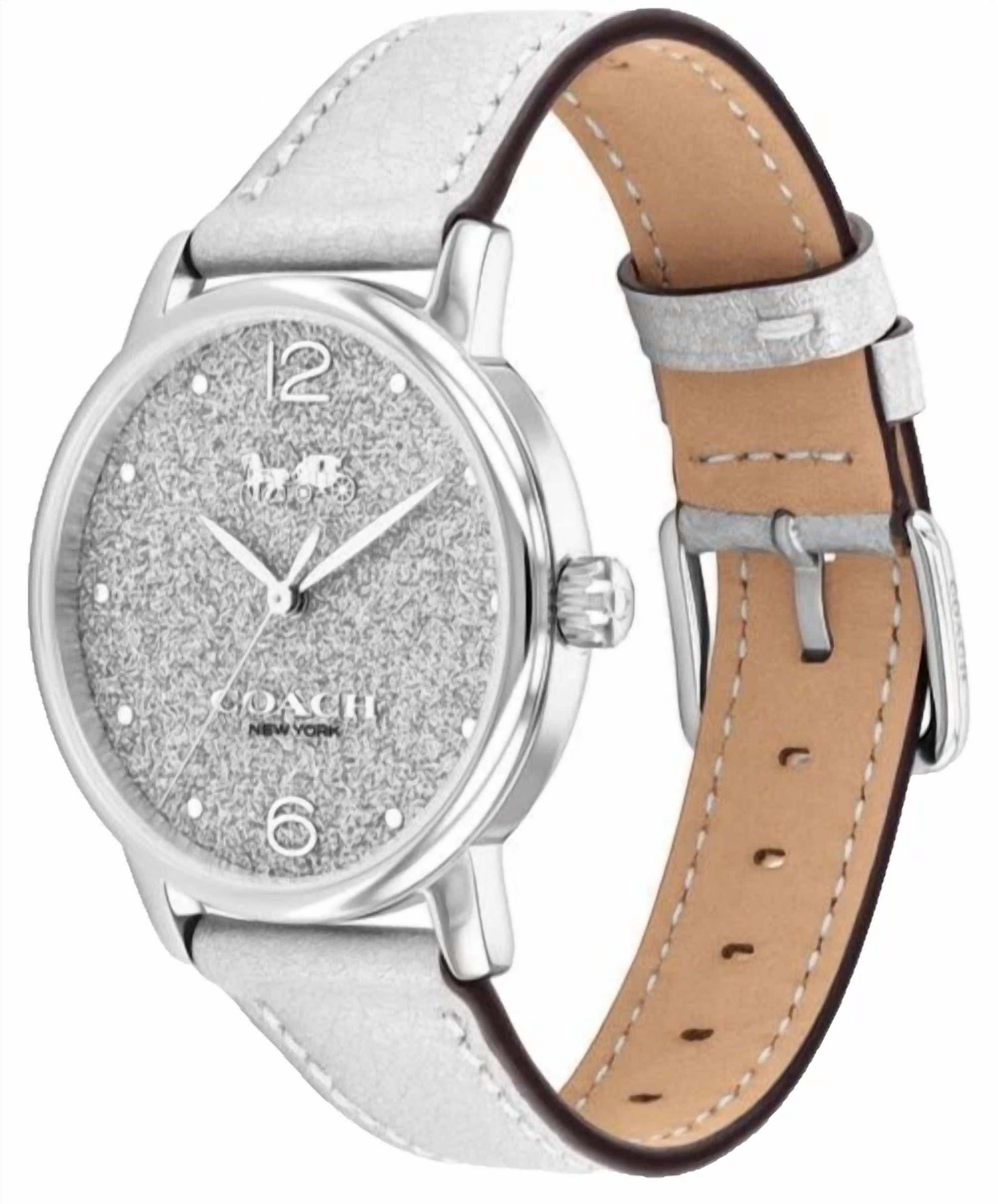 Coach Grand 14504433 Silver Logo Dial Leather Strap 36MM Womens Watch