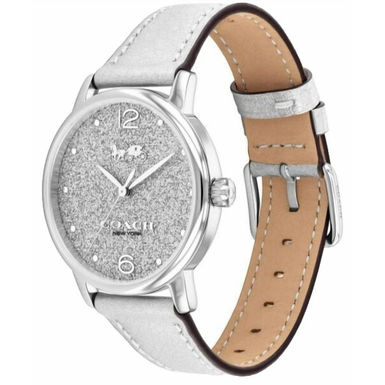 Coach Grand 14504433 Silver Logo Dial Leather Strap 36MM Womens