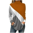 thumbnail image 2 of Womens Tops Women's Spring High Collar Color Blocked Loose Casual Long Sleeve T Shirt Shirts for Women, 2 of 4