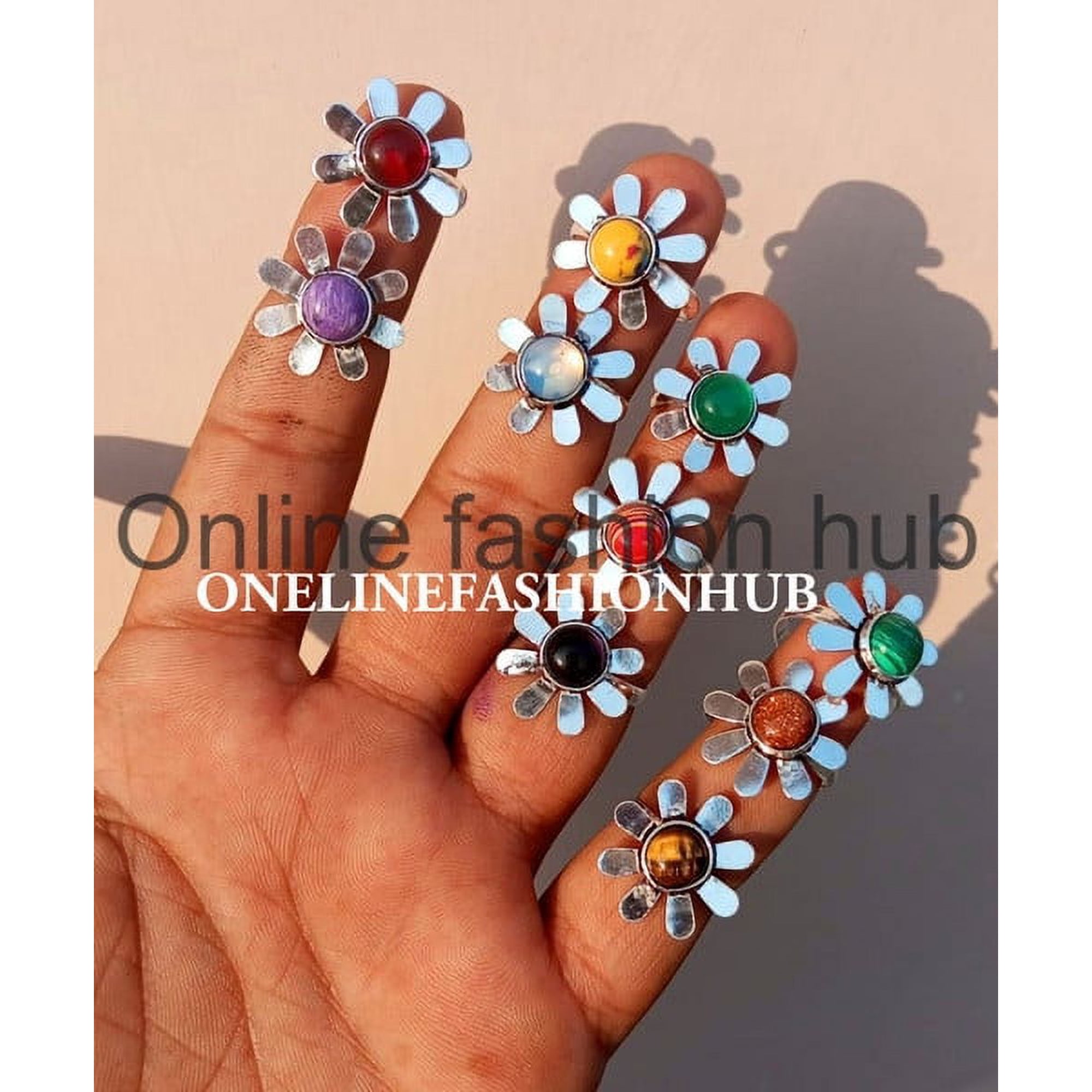Opaite & Mix Gemstone 925 Sterling Silver Plated Handmade Ring 25 Pcs