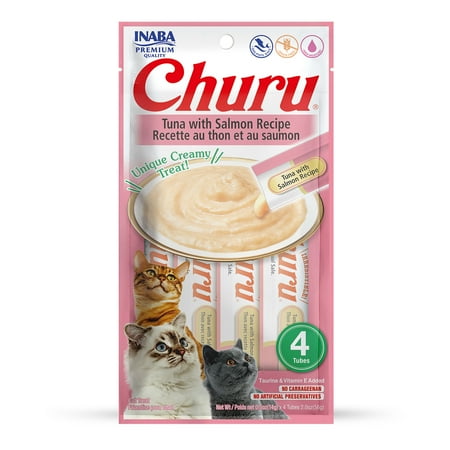 UPC: 0855958006662 | Inaba Churu Creamy  Lickable Purée Cat Treat  Taurine  0.5 oz  4 Tubes  Tuna & Salmon