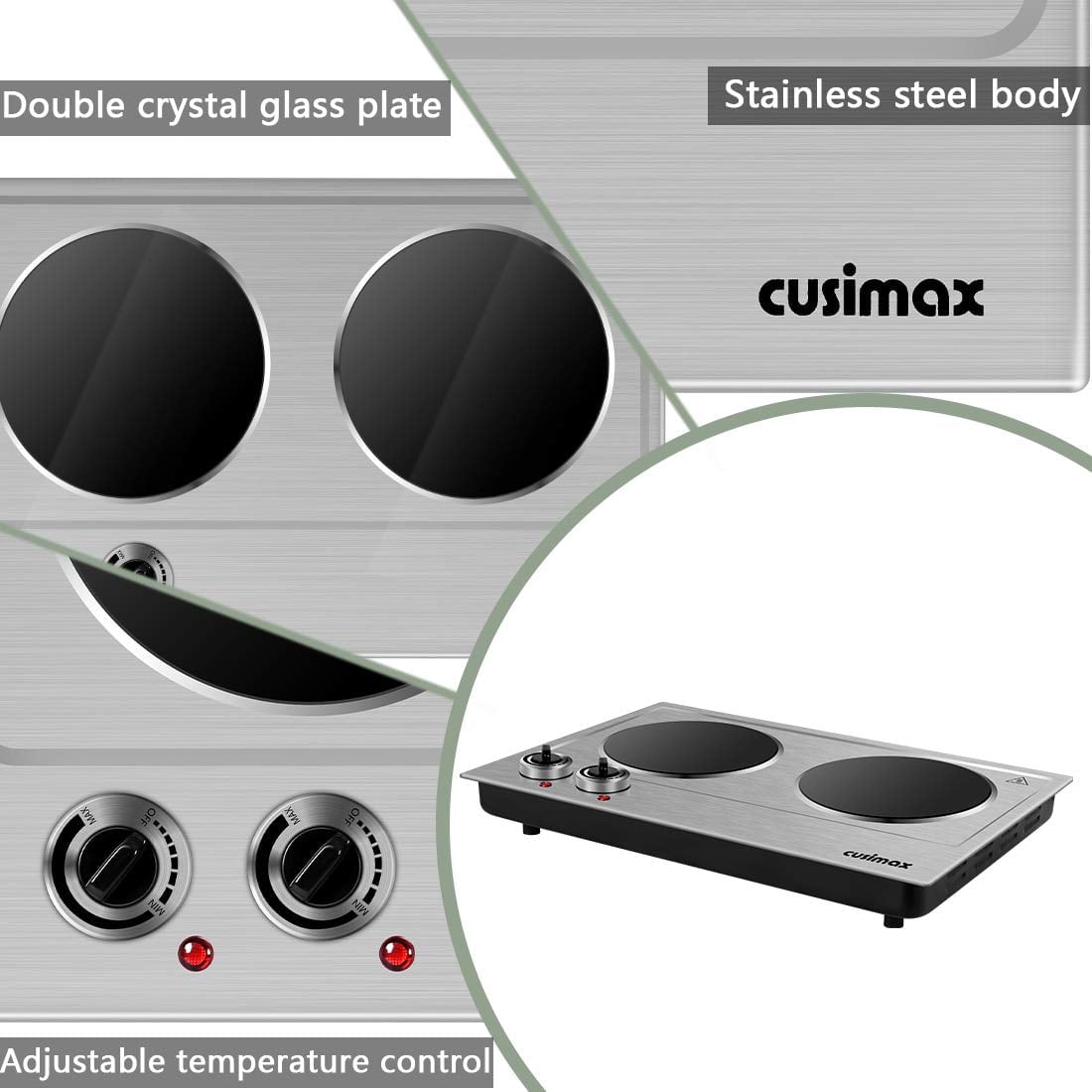 Cusimax 1800W Infrared Ceramic Electric Hot Plate with Portable Countertop Burner