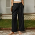 thumbnail image 6 of ZHYou Womens Pants,Baggy,High Waist,Pleated,Wide Leg Trousers,Button Closure,Loose Fit Casual Pants,Black,Size XL, 6 of 9
