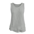 thumbnail image 6 of Noric Women's Cotton Linen Sleeveless Crew Neck Tank Tops Casual Summer Loose Fit Layered Hem Pullover Tops, 6 of 6