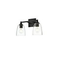 thumbnail image 2 of Living District Gianni 2-Light Iron & Glass Bath Sconce in Black/Clear, 2 of 6