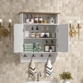 thumbnail image 4 of VECELO Bathroom Wall Cabinet, Medicine Cabinet with Open Partition and Four hooks, Modern Storage Cabinet with Open and Hidden Storage Space, for Bathroom, Living Room, Kitchen, White, 4 of 13
