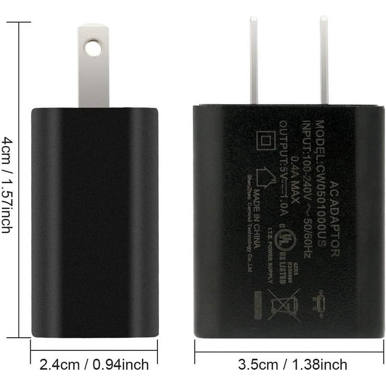2x Cargador USB de pared para 5V / 1A, 1000mA con 5W - 1A