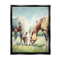 Stupell Industries Country Horses Grazing Animals & Insects Painting Black Floater Framed Canvas Art Print Wall Art, 17 x 21