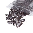 thumbnail image 1 of SWACC 100 clips metálicos en forma de U para extensiones de cabello, clips de peluca con goma (marrón, 10 dientes, 9 agujeros), 1 of 1