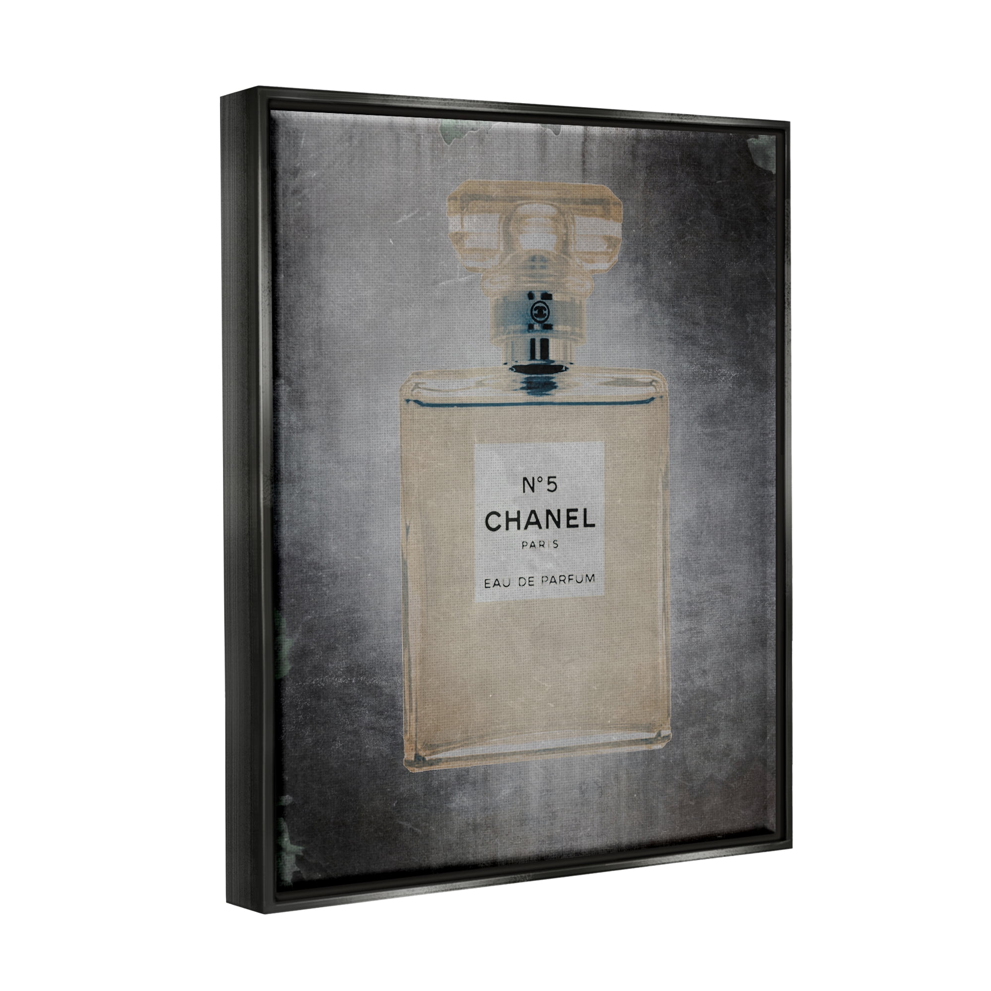Stupell Industries Dark Fashion Brand Perfume Bottle Beauty & Fashion Painting Black Floater Framed Art Print Wall Art