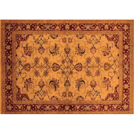 Ahgly Company Indoor Rectangle Oriental Orange Industrial Area Rugs, 8' x 12'
