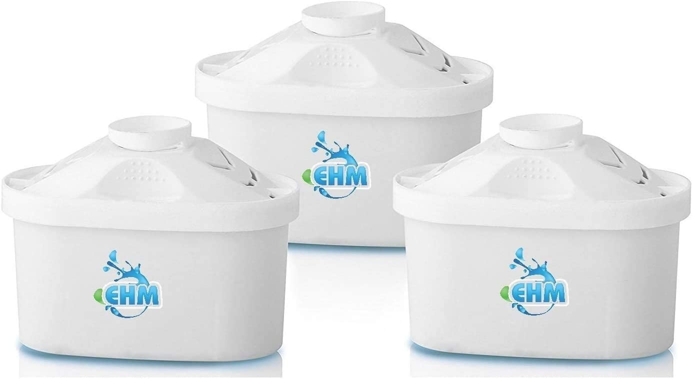 EHM 3 Pack PureFlow Purifying Water Pitcher Replacement Cartridge – Healthy Drinking Water, 6-Stage Filtration & Hydration System, Cleaner Healthier Clear Water