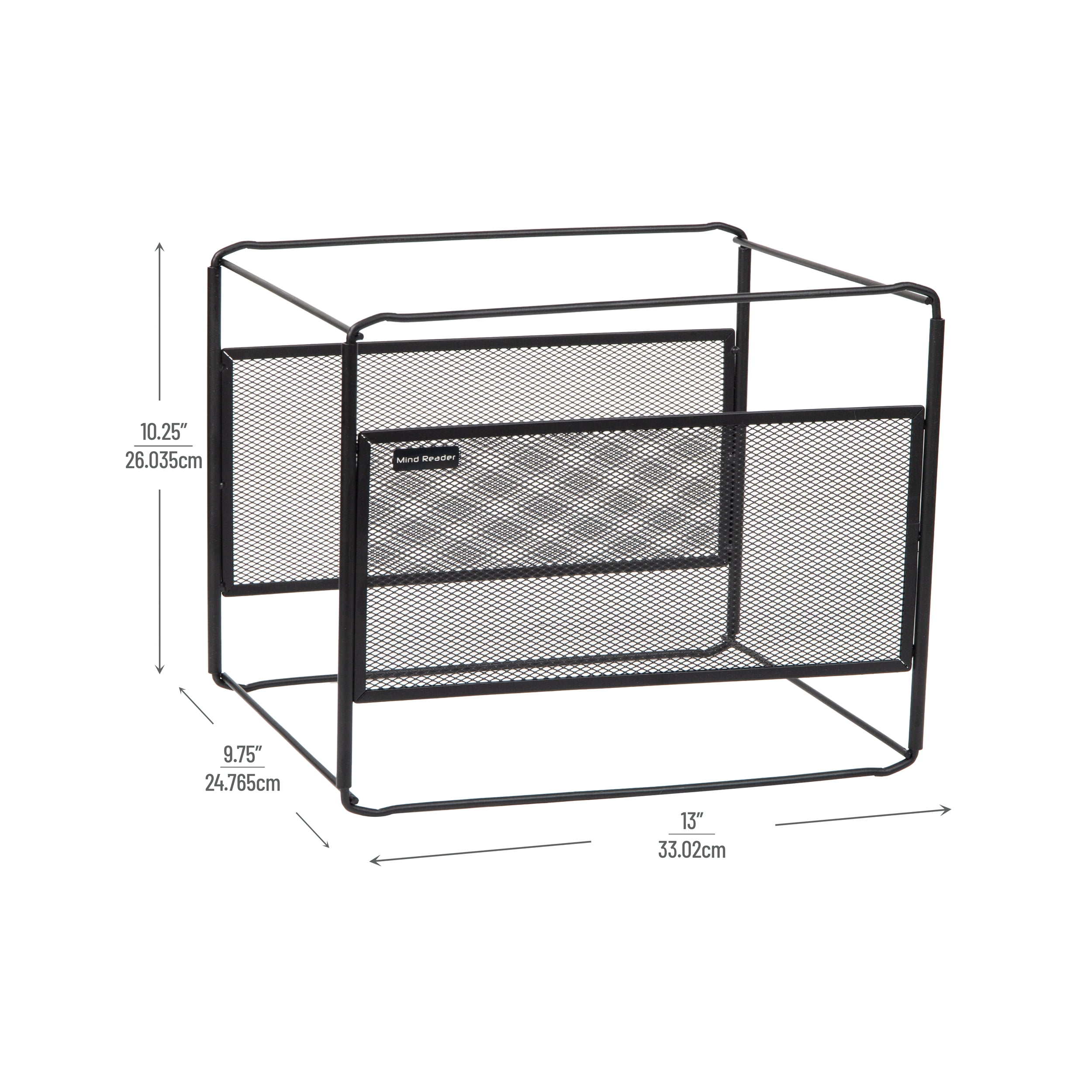 Mind Reader Hanging File Folder Organizer, Desktop Organizer, Storage, Office, Metal, Black
