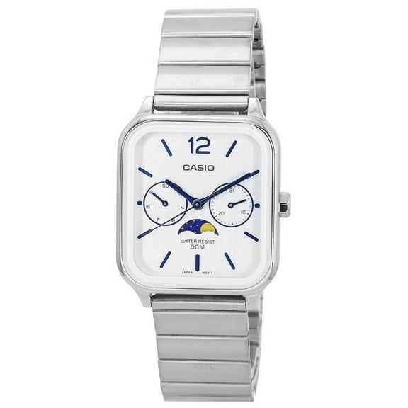 Casio Standard Analog Moon Phase Silver Dial Quartz MTP-M305D-7A Men's Watch