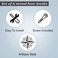 thumbnail image 2 of Perilla Home Set of 6 Bow Knobs Decorative Knobs for Home Kitchen Cabinet Hardware Cupboard Glass Door Dresser Wardrobe and Drawer Pulls (Brass), 2 of 8