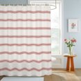 thumbnail image 4 of Shower Curtains for Bathroom, Red Striped Waterproof Fabric Shower Curtain, Rustic Red Stripe Modern Art Beige Decorative Bathroom Curtain for Bathtub, 66"x72", No Hooks Included, 4 of 9