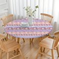 thumbnail image 3 of Stretch Fit Round Tablecloth with Floral Bohemian Pattern, 44Inch Elastic Hem for 38"-42" Tables, Easy Clean Cover for Daily Protection, 3 of 7