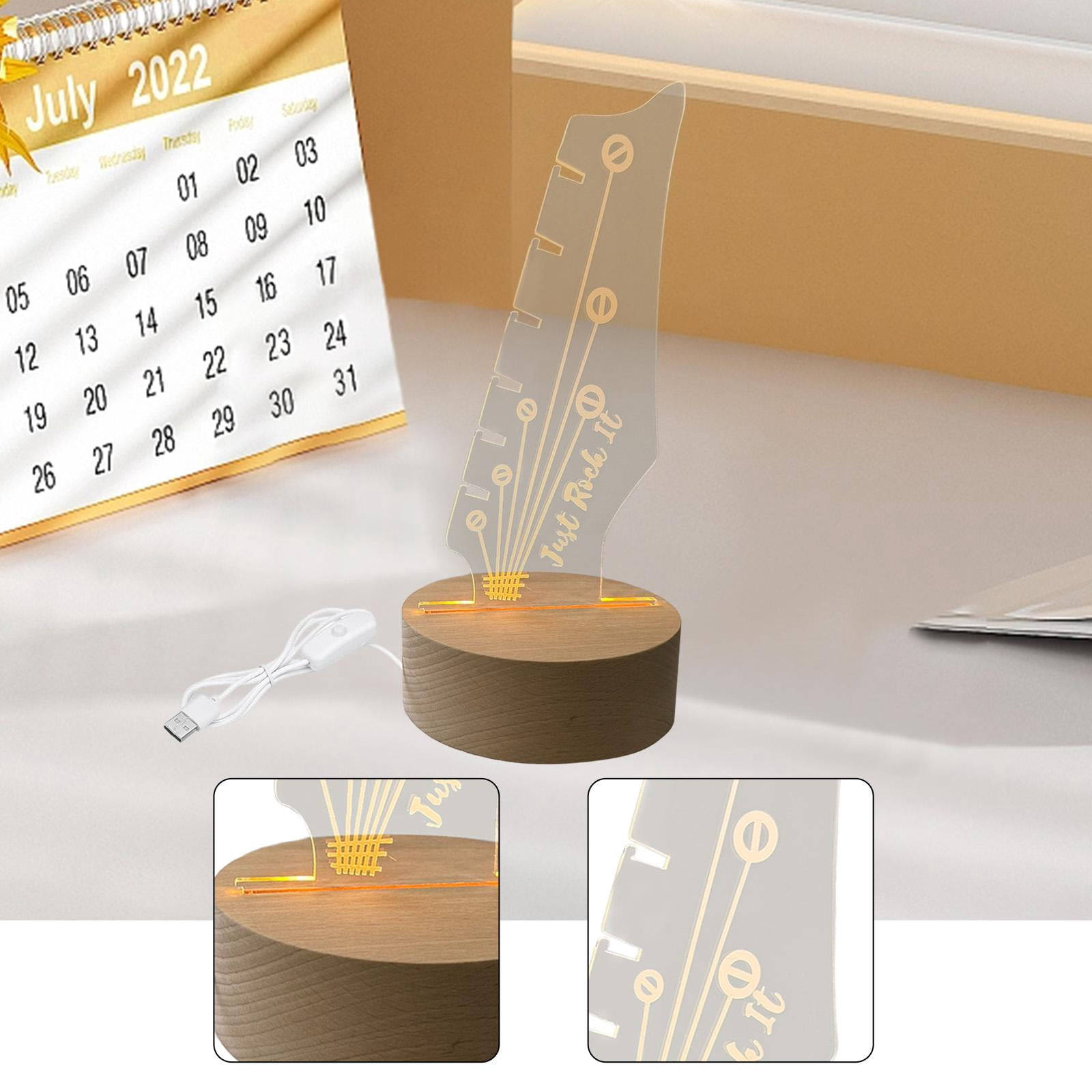 Guitar Pick Holder Storage Display Light Up LED Holds 6 Picks for Guitar Players and Guitarist Music Gifts