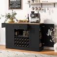 thumbnail image 2 of 47" Wine Bar Cabinet with Power Outlet, Coffee Bar Buffet Sideboard with Wine Rack, Liquor Storage Cabinet with Drawers, Modern MDF Kitchen Credenza for Dining Room, Kitchen, Living Room (Black), 2 of 9