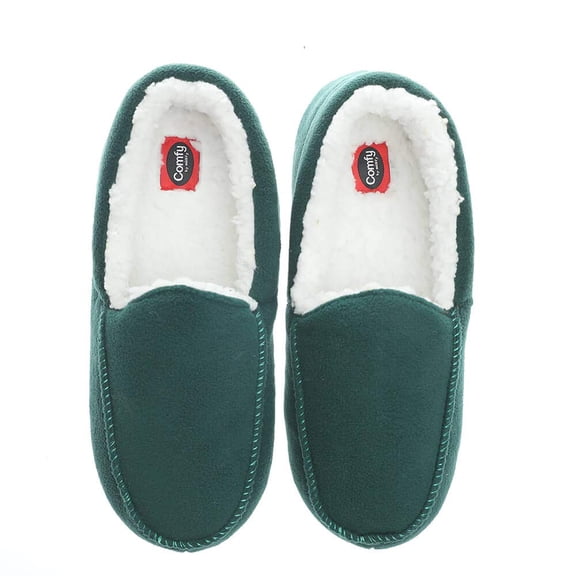 Millffy Collective Women's Pearson Sherpa Shearling Moccasin Slippers Fleece Comfy Soft House Shoes (10 M US Women/8 US Man, Green)