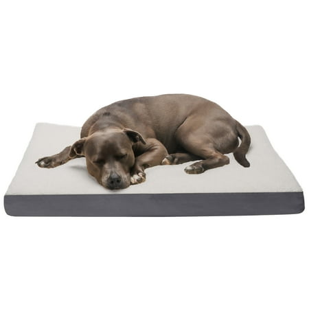 UPC: 0842229122060 | FurHaven Pet Products Faux Sheepskin & Suede Deluxe Cooling Gel Memory Foam Pet Bed for Dogs & Cats – Gray Large